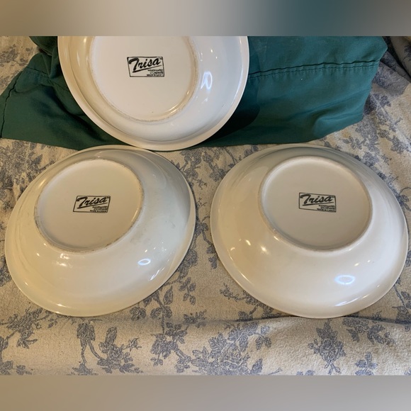 VTG Set of 4 Trisa Handpainted Stoneware 8" Individual Pasta Bowls - Picture 9 of 11